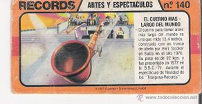 Colecionismo Cromos antigos: BIMBO -- RECORDS -- Nº 140